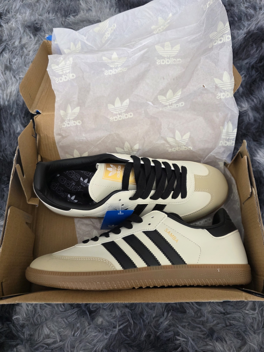 Adidas Samba Vegan Shoes Cream Black Men's Size 9.0 NWOT - Picture 2 of 10
